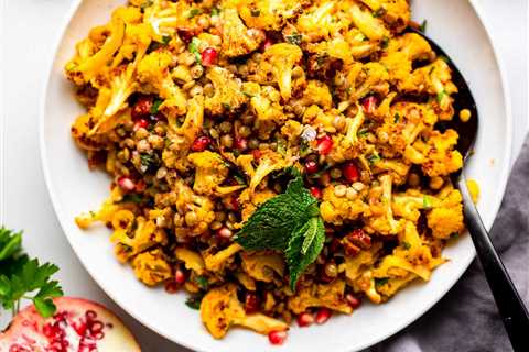 Roasted Cauliflower, Feta, and Lentil Salad