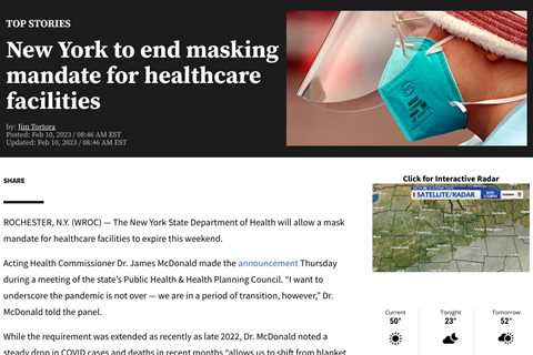 New York Lifts Mask Mandate in Health Care Settings Following CDC Recommendations