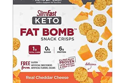 SlimFast Low Carb Snacks, Real Cheddar Cheese Crisps, Keto Friendly for Weight Loss, with 6g of..