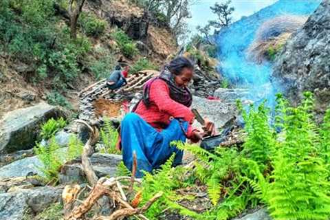 Cooking and eating organic food from Nepalese villages for lunch ,,||natural Hilly Kitchen|||