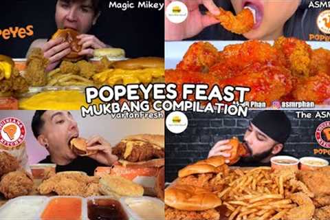 ASMR | POPEYES FEAST MUKBANG COMPILATION | ONE OF BEST FAST FOOD RESTAURANT EATING SHOW | BIG BITES