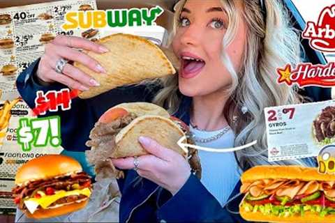 Eating With FAST FOOD NEWSPAPER COUPONS for 24 HOURS CHALLENGE!