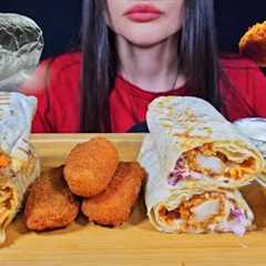 ASMR FAST FOOD | EATING CRISPY CHICKEN SANDWICH + BURRITO MUKBANG