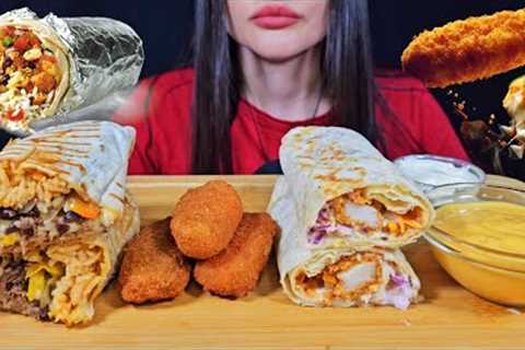 ASMR FAST FOOD | EATING CRISPY CHICKEN SANDWICH + BURRITO MUKBANG